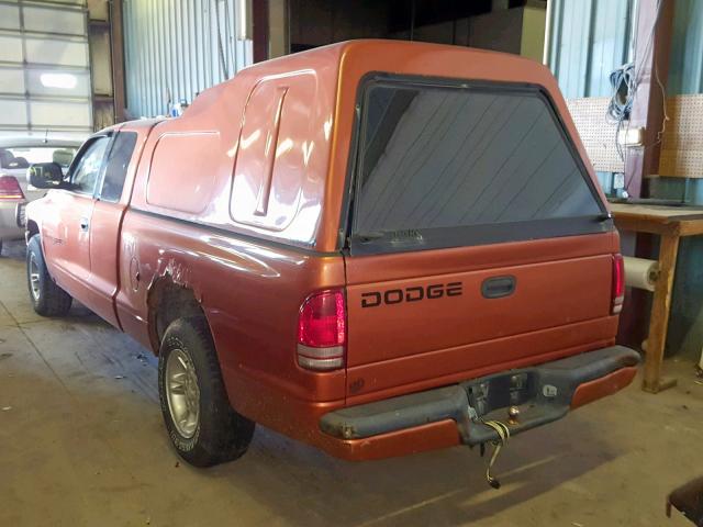 1B7GL22X8YS615536 - 2000 DODGE DAKOTA ORANGE photo 3