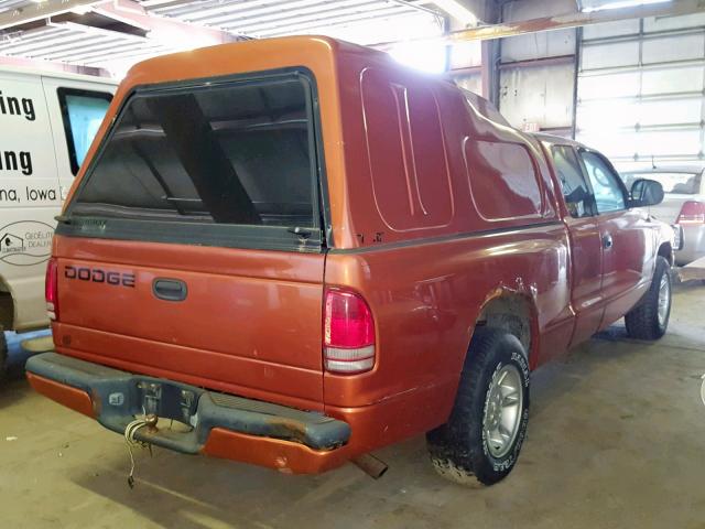 1B7GL22X8YS615536 - 2000 DODGE DAKOTA ORANGE photo 4