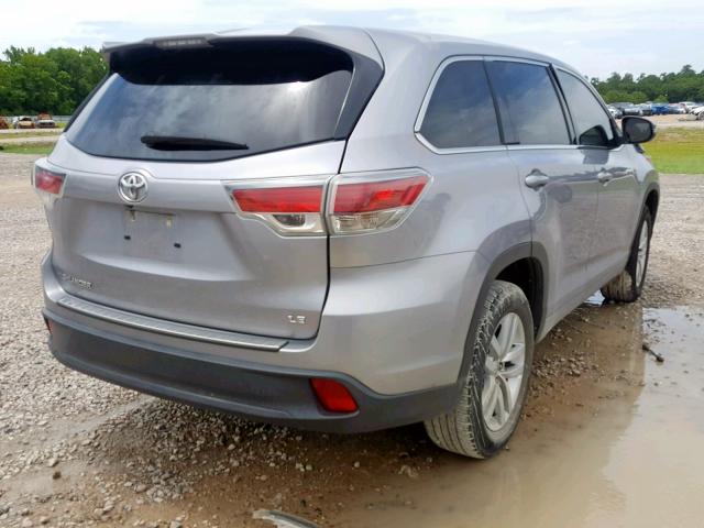 5TDZKRFH8FS079376 - 2015 TOYOTA HIGHLANDER GRAY photo 4