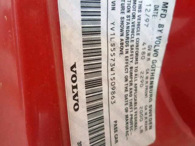 YV1LS5573W1509863 - 1998 VOLVO S70 RED photo 10