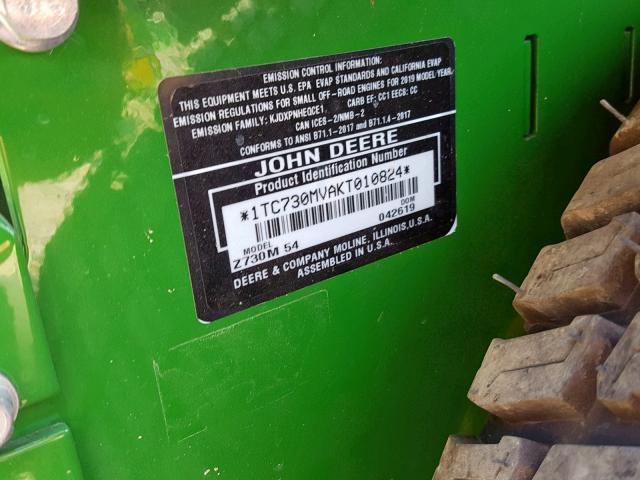 1TC730MVAKT010824 - 2019 JOHN DEERE RIDING LAW GREEN photo 10