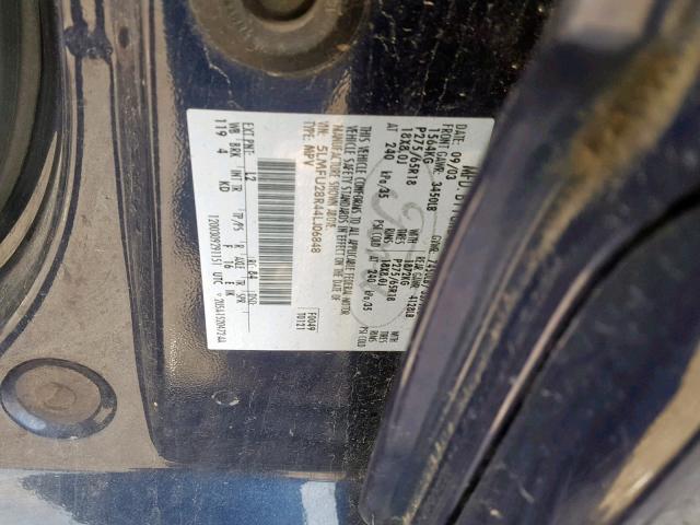 5LMFU28R44LJ06848 - 2004 LINCOLN NAVIGATOR 蓝色 照片 10