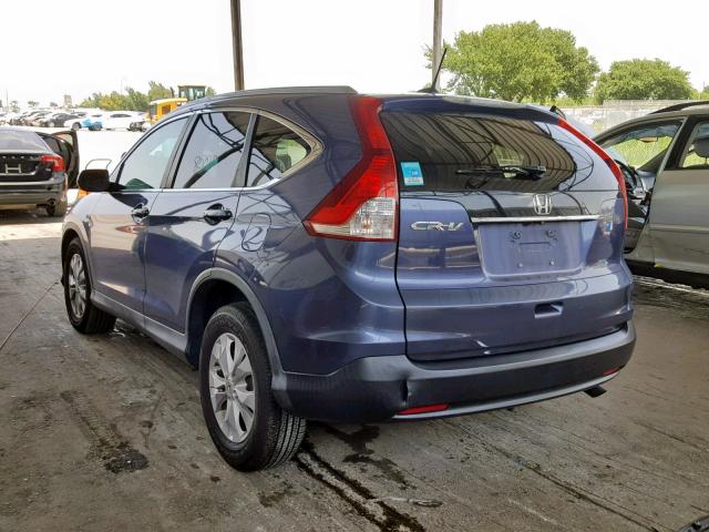 2HKRM3H77DH522275 - 2013 HONDA CR-V EXL BLUE photo 3