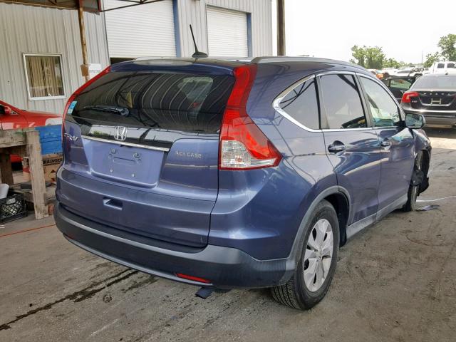 2HKRM3H77DH522275 - 2013 HONDA CR-V EXL BLUE photo 4