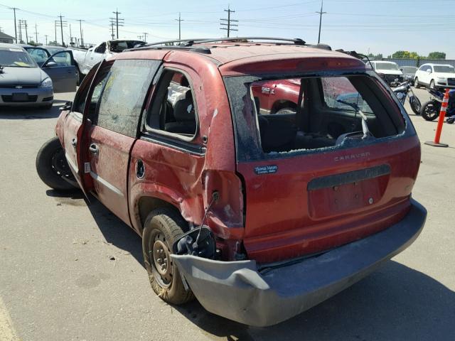 1B4GP25B41B179727 - 2001 DODGE CARAVAN SE BURGUNDY photo 3