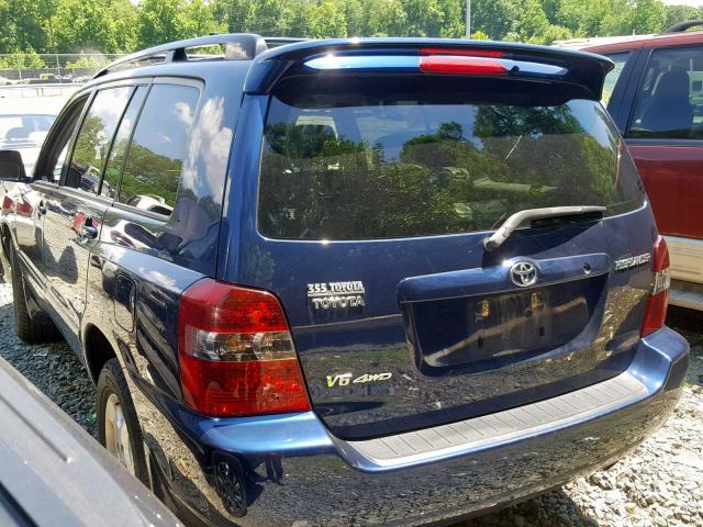 JTEEP21A750100118 - 2005 TOYOTA HIGHLANDER BLUE photo 3