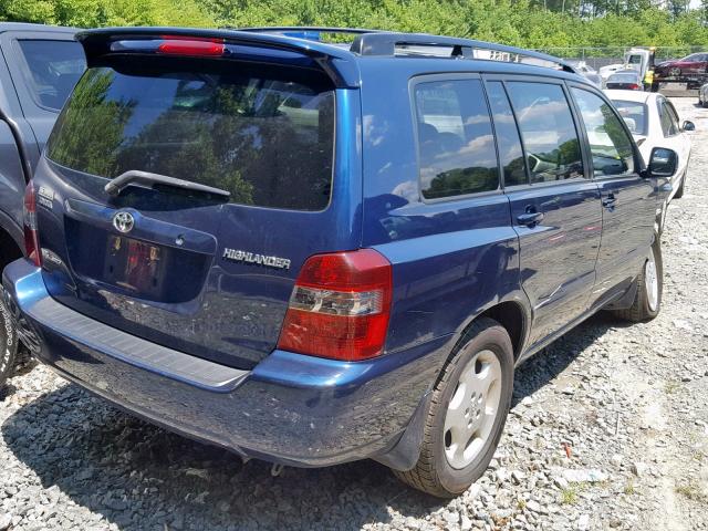 JTEEP21A750100118 - 2005 TOYOTA HIGHLANDER BLUE photo 4