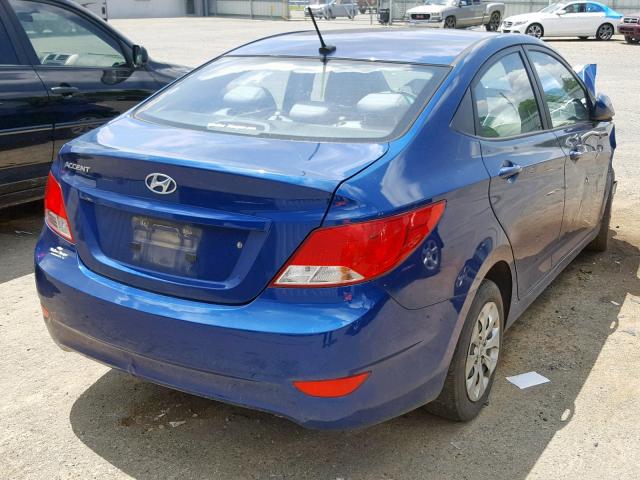 KMHCT4AE3GU071911 - 2016 HYUNDAI ACCENT SE BLUE photo 4