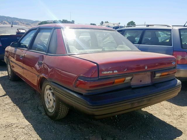 2FAPP37U4NB166344 - 1992 FORD TEMPO LX RED photo 3