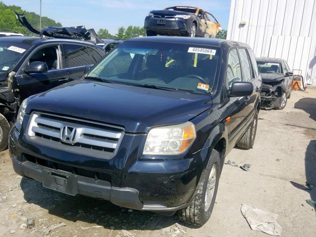 2HKYF18146H515387 - 2006 HONDA PILOT LX BLACK photo 2