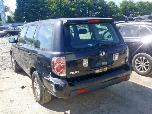 2HKYF18146H515387 - 2006 HONDA PILOT LX BLACK photo 3