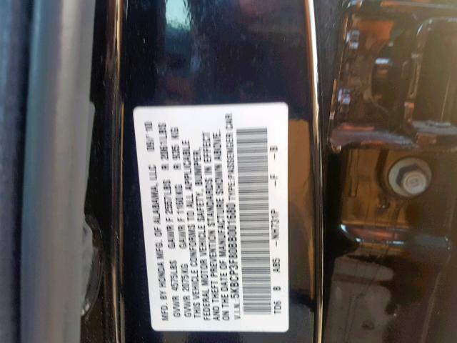 5KBCP3F80BB001680 - 2011 HONDA ACCORD EXL BLACK photo 10