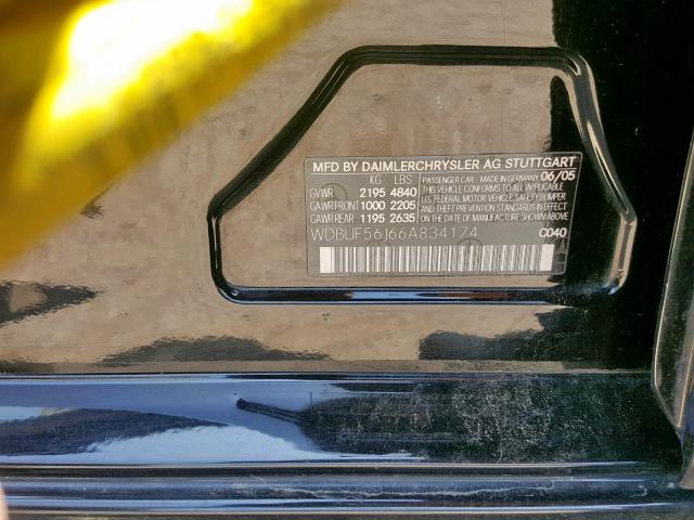 WDBUF56J66A834174 - 2006 MERCEDES-BENZ E 350 BLACK photo 10