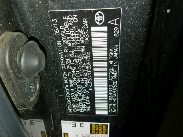 JTKJF5C70E3067785 - 2014 TOYOTA SCION TC 灰色 照片 10