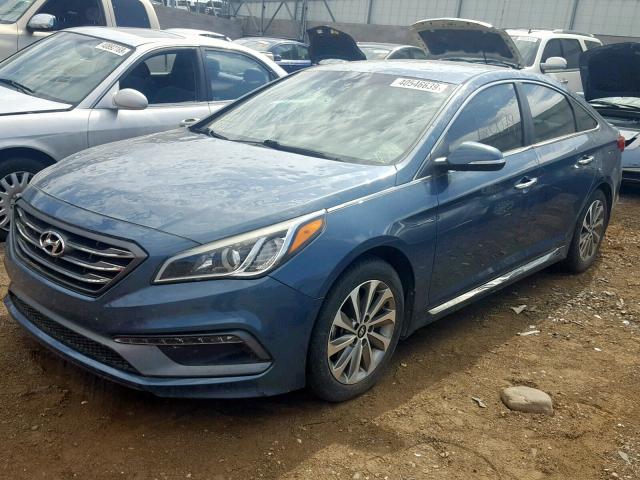 5NPE34AF8FH194862 - 2015 HYUNDAI SONATA SPO BLUE photo 2