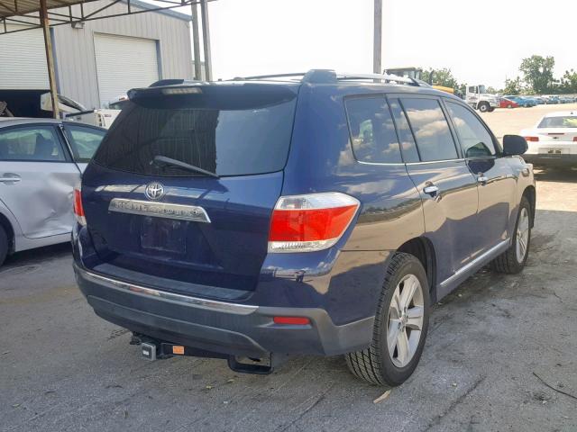 5TDYK3EH9DS118760 - 2013 TOYOTA HIGHLANDER BLUE photo 4