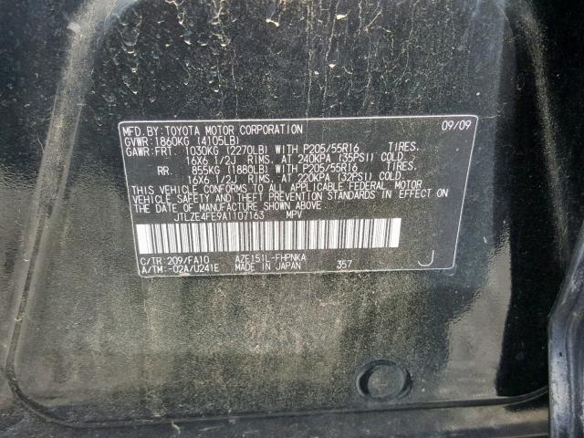 JTLZE4FE9A1107163 - 2010 TOYOTA SCION XB 黑色 照片 10