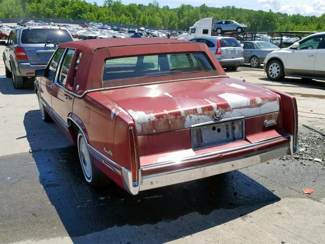 1G6CD53BXP4216780 - 1993 CADILLAC DEVILLE RED photo 3