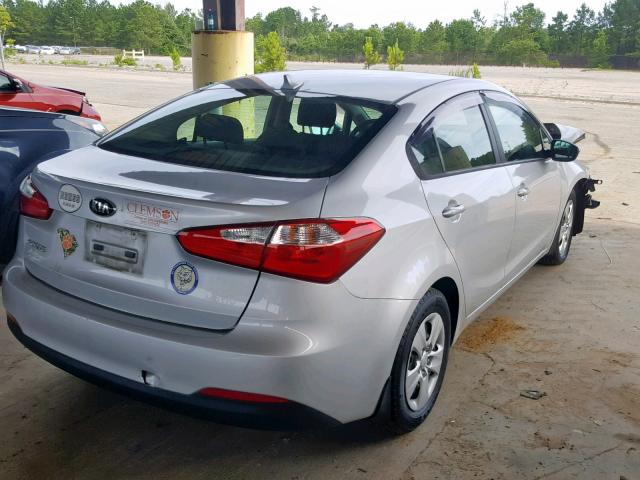 KNAFX4A60F5370552 - 2015 KIA FORTE LX SILVER photo 4