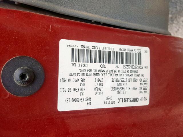 3D7KS28A38G212352 - 2008 DODGE RAM 2500 S წითელი ფოტო 10