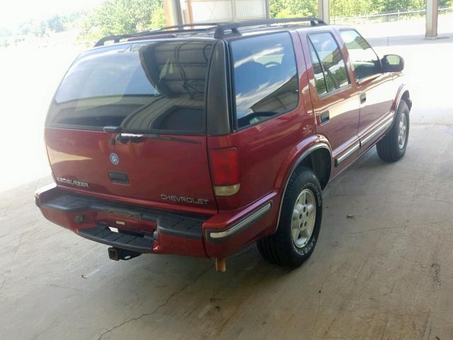 1GNDT13W9X2189882 - 1999 CHEVROLET BLAZER BURGUNDY photo 4