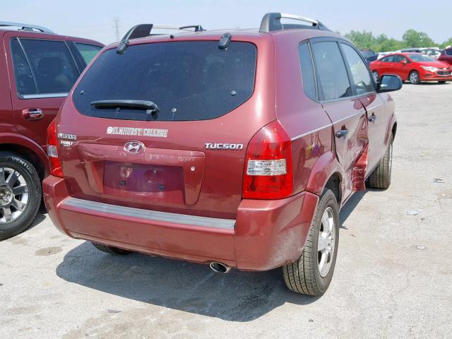 KM8JM12B55U119655 - 2005 HYUNDAI TUCSON GL BURGUNDY photo 4