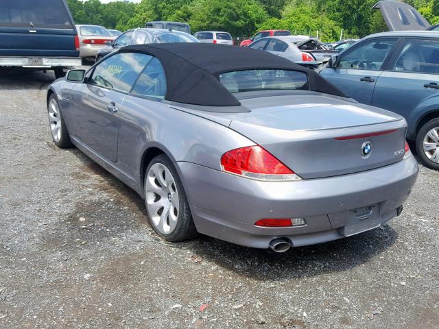 WBAEK13527CN81598 - 2007 BMW 650 I SILVER photo 3