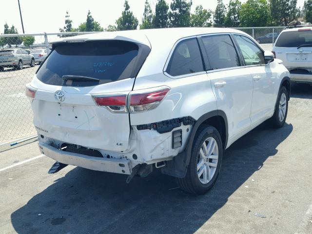 5TDZKRFH0FS092610 - 2015 TOYOTA HIGHLANDER WHITE photo 4