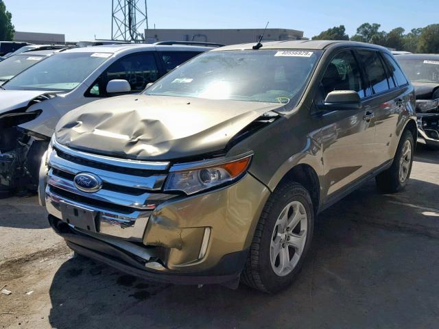 2FMDK3JC5DBB75740 - 2013 FORD EDGE SEL GREEN photo 2