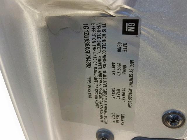 1G1ZU638X6F284882 - 2006 CHEVROLET MALIBU MAX 银色 照片 10