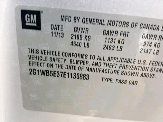 2G1WB5E37E1130883 - 2014 CHEVROLET IMPALA LIM SILVER photo 10