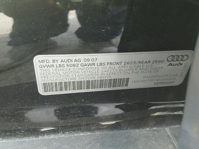 WAUAH74F78N054055 - 2008 AUDI A6 3.2 BLACK photo 10