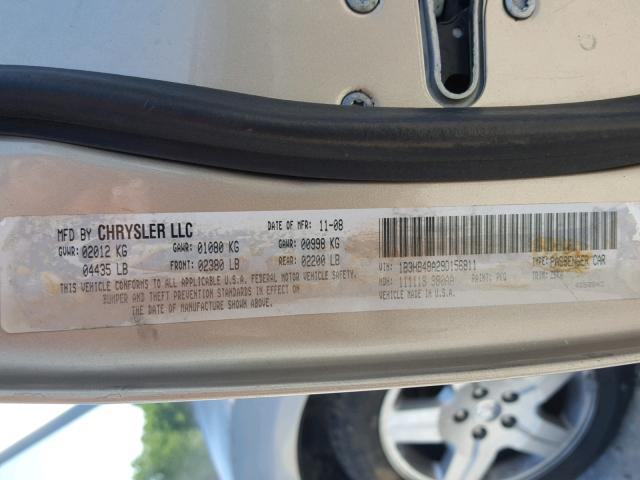 1B3HB48A29D156811 - 2009 DODGE CALIBER SX GOLD photo 10