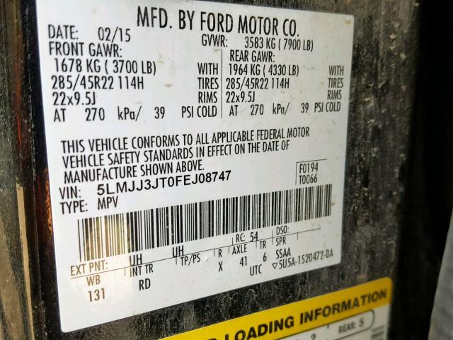 5LMJJ3JT0FEJ08747 - 2015 LINCOLN NAVIGATOR BLACK photo 10