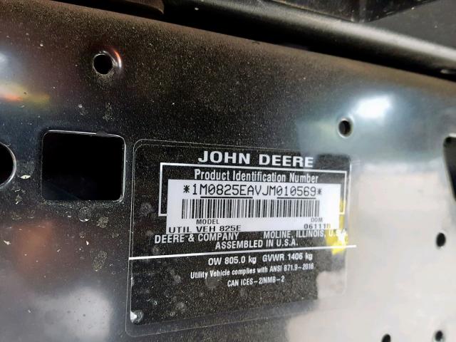 1M0825EAVJM010569 - 2018 JOHN DEERE GATOR 4X4 GREEN photo 10