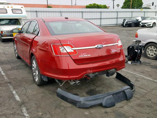 1FAHP2FW2BG136538 - 2011 FORD TAURUS LIM RED photo 3