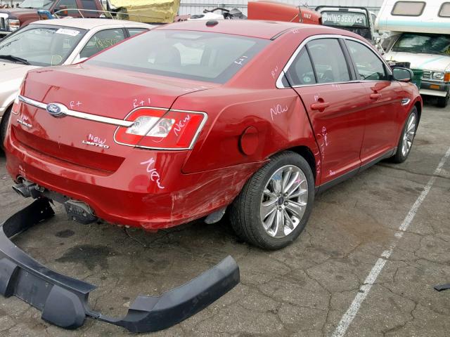 1FAHP2FW2BG136538 - 2011 FORD TAURUS LIM RED photo 4