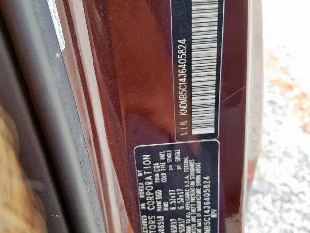 KNDMB5C14J6405824 - 2018 KIA SEDONA LX RED photo 10