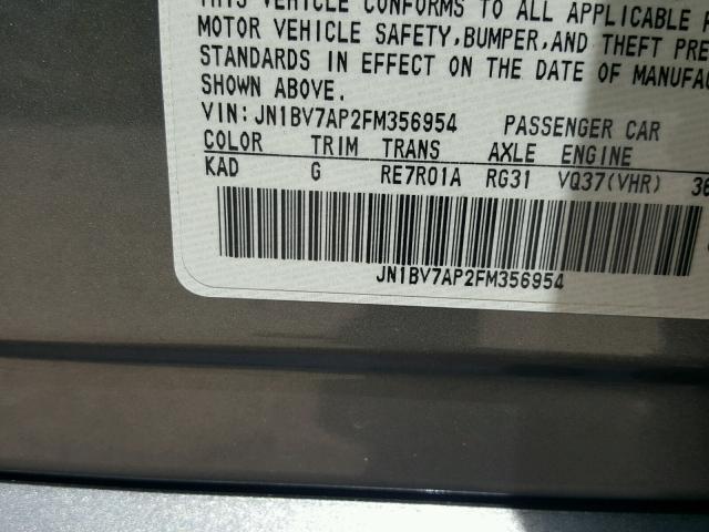 JN1BV7AP2FM356954 - 2015 INFINITI Q50 BASE GRAY photo 10