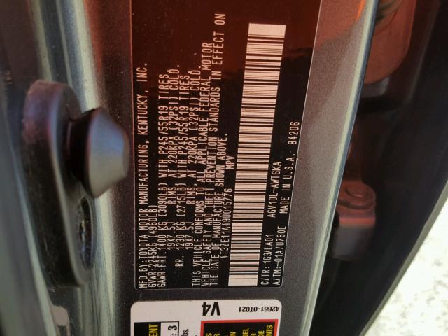 4T3ZE11A49U015776 - 2009 TOYOTA VENZA BASE GRAY photo 10