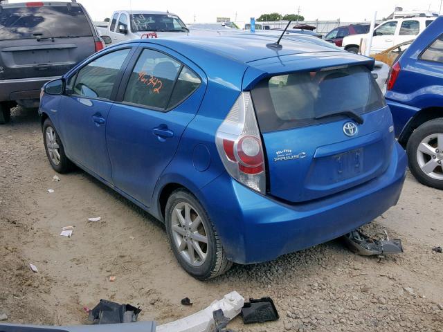 JTDKDTB38D1544316 - 2013 TOYOTA PRIUS C BLUE photo 3