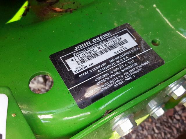 1TC930MCJKT073943 - 2019 JOHN DEERE RIDING LAW GREEN photo 10