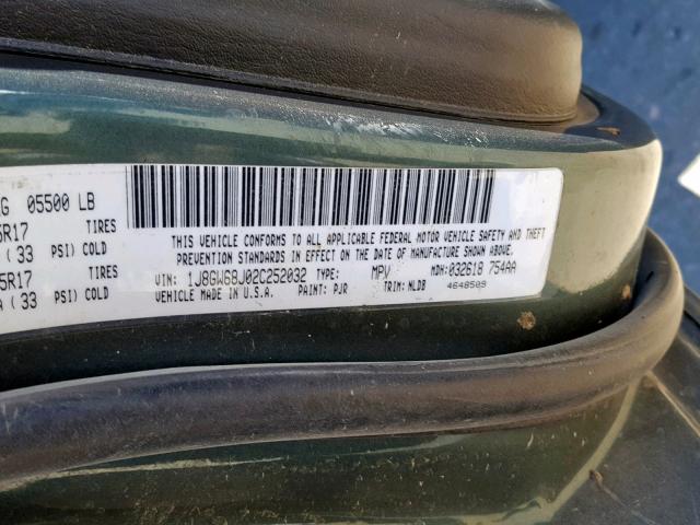 1J8GW68J02C252032 - 2002 JEEP GRAND CHER GREEN photo 10