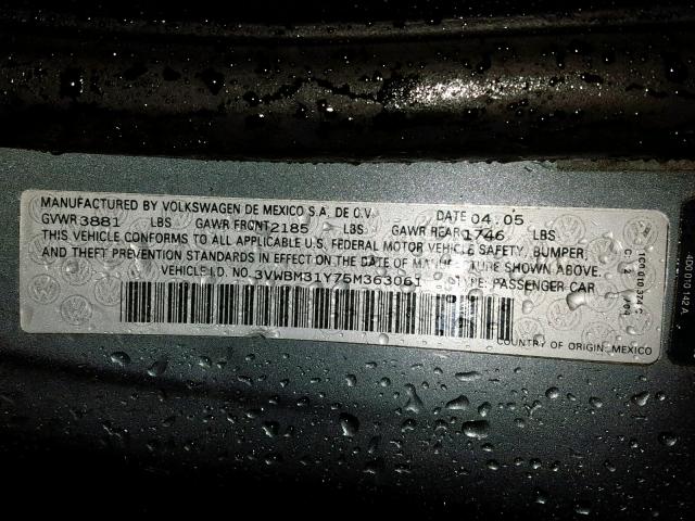 3VWBM31Y75M363061 - 2005 VOLKSWAGEN NEW BEETLE გრაფიტი ფოტო 10