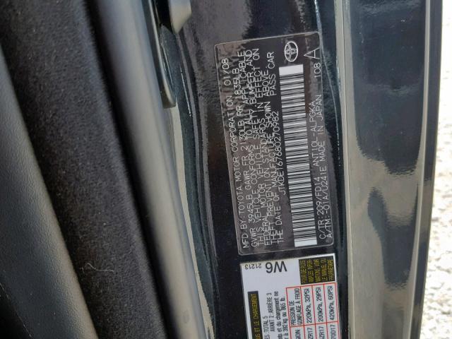 JTKDE167680270982 - 2008 TOYOTA SCION TC შავი ფოტო 10