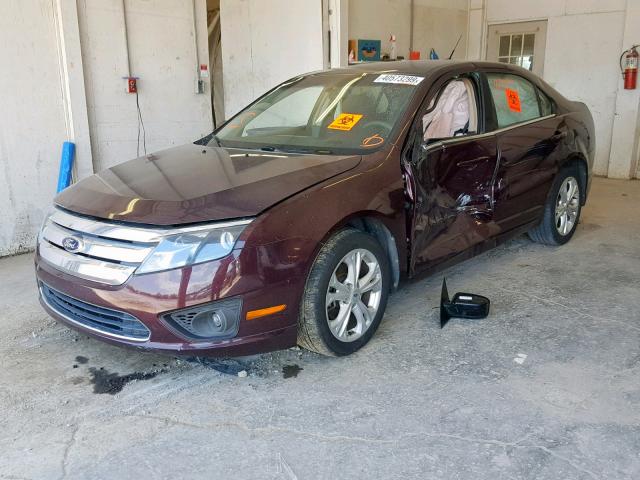 3FAHP0HA3CR350342 - 2012 FORD FUSION SE BURGUNDY photo 2