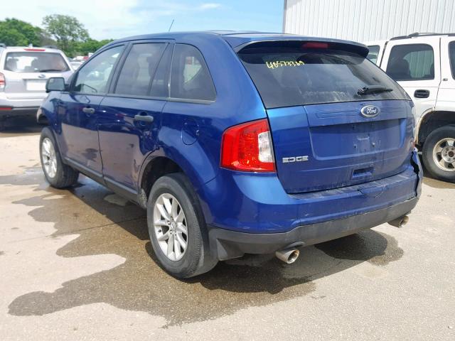 2FMDK3GC0DBB18207 - 2013 FORD EDGE SE BLUE photo 3