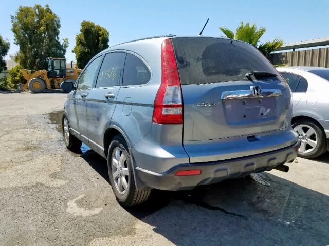 JHLRE48767C038894 - 2007 HONDA CR-V EXL BLUE photo 3