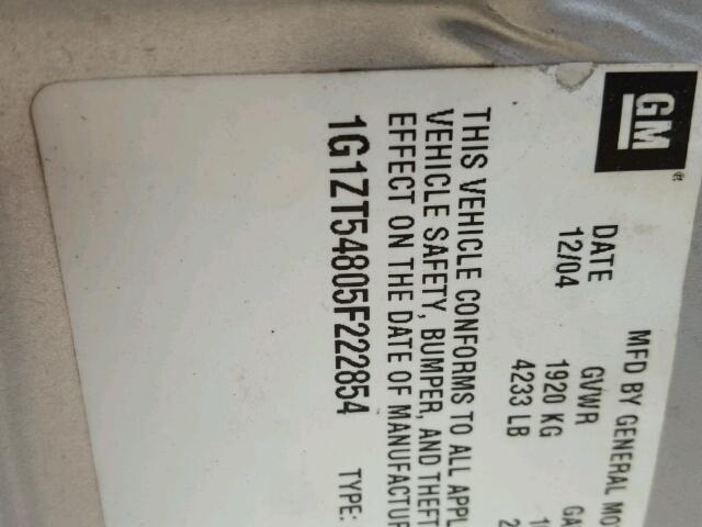 1G1ZT54805F222854 - 2005 CHEVROLET MALIBU LS SILVER photo 10