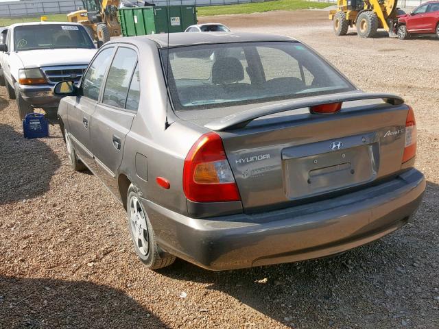 KMHCG45C61U211485 - 2001 HYUNDAI ACCENT GL GRAY photo 3